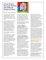 A Few Simple Rules For Dealing With Difficult People At Work