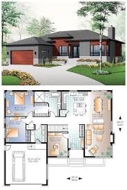 Pianta Della Casa In Stile Moderno Numero 76355 Con 3 Letti 1 Bagno 2 Box Auto In 2020 Modern Style House Plans Family House Plans Bungalow House Plans