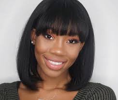 Bangs (north american english) or fringe (british english) are strands or locks of hair that fall over the scalp's front hairline to cover the forehead, usually just above the eyebrows. 10 Of The Best Short Black Hairstyles With Bangs 2021 Trends