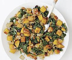 Butternut Squash With Spinach Raisins And Pine Nuts Recipe Finecooking Recipe Butternut Squash Spinach Fine Cooking Healthy Cooking