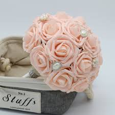 Ranunculus wedding bouquet blush bouquet blush wedding flowers blush pink weddings. Blush Pink Wedding Bouquet Of Roses For Bridal Bridesmaid Artificial Vanrina