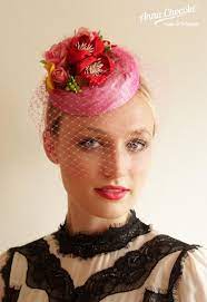Pink And Red Handmade Silk Flowers Coquette Pillbox By Anna Chocola Brighton Milliner Fancy Hats Cocktail Hat Silk Flowers