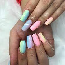 49pastel blue jeans acrylic nails. Rainbow Pastel Acrylics Colored Acrylic Nails Rainbow Nails Pastel Nails Designs
