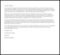Assistant Professor Recommendation Letter Example Letter Samples Templates