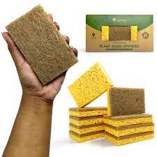 Amazon.com: AIRNEX 9 Pack Biodegradable Natural Kitchen Sponge -  Compostable Cellulose and Coconut Walnut Scrubber Sponge - Eco Friendly  Sponges for Dishes : Health & Household