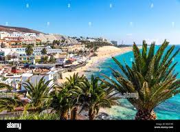 Picturesque view of Morro Jable beach on Fuerteventura island, Canary  Islands, Spain. One of the best beach in the Canaries. It resembles the  most hea Stock Photo - Alamy