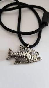 Bone Fish Paracord Necklace Fish Bone Necklace With Paracord Etsy Paracord Necklace Deer Head Necklace Fish Necklace