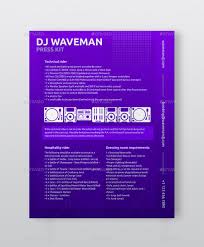 Edm Dj Press Kit Rider Resume Psd Template Edm Dj Press Kit Psd Templates