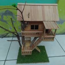 Gambar rumah tingkat dari stik lowongan kerja via kandang hamster dari stik es krim datuktomans blog via simpangwaru.wordpress.com. Miniatur Rumah Pohon Dari Stik Es Krim Shopee Indonesia