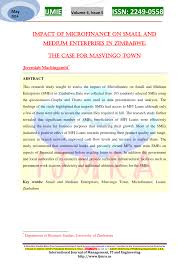 Pdf Impact Of Microfinance On Small And Medium Enterprises In Zimbabwe The Case For Masvingo Town