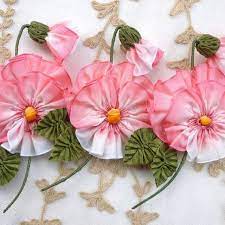 Pink French Ombre Ribbon Pansy Fabric Flowers Diy Flower Crafts Ribbon Art
