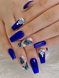 Berry blue acrylic ( royal blue ). 120 Best Coffin Nails Ideas That Suit Everyone Blue Acrylic Nails Fake Nails Designs Short Coffin Nails Designs