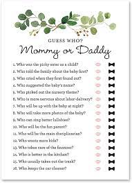 Amazon.com: InvitationHouse 24 Greenery Guess Who Mommy or Daddy Game - Mom  or Dad Quiz : Home & Kitchen