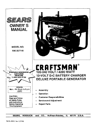 A craftsman portable generator, like the popular cmxggas030731 5000 watt model, is a reliable choice to keep the lights on and your appliances running during a power outage. Craftsman 580327140 User Manual Generator Manuals And Guides L0201127