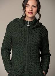 / hoodies knitwear and sweatshirts. Aran Cable Knit Hooded Zip Coatigan Blarney