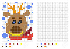Minecraft pixel art grid coloring pages | woo! Kids Coloring Page Pixel Coloring With Funny Christmas Deer Royalty Free Cliparts Vectors And Stock Illustration Image 91172004