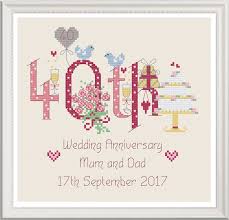 Wedding anniversary cross stitch patterns. Ruby Wedding Anniversary Cross Stitch Kit
