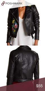 Romeo Juliet Couture Floral Moto Black Jacket Black Jacket Jackets Embroidered Jacket