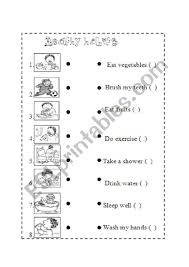 A C Aº O Oeao Adaaª I Healthy Habits For Kids Health Habits Worksheets For Kids