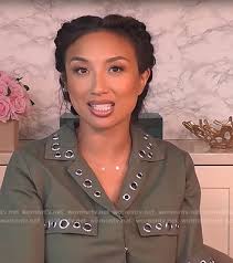 WornOnTV: Jeannie's green grommet embellished dress