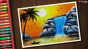 How to draw a natural scenery with oil pastels color#scenerydrawing#drawingvideos#drawingschoolyou can connect me through social media too. Landscape Beautiful Scenery Drawing With Oil Pastels Novocom Top