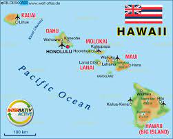 A seabird colony, natural stone arches, sea stacks; Map Of Hawaiian Islands Region In United States Welt Atlas De