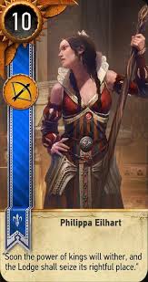 That will total 120 total cards to complete the collect em all quest, with an additional 79 available as duplicate cards. Philippa Eilhart Gwent Card The Witcher 3 Wiki