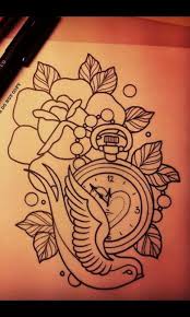 Pocket Watch Pencil Drawings Tattoo Stencils Art Tattoo