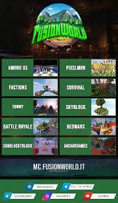 This video is how to play among us in minecraft, the server ip address that has hosted among us in minecraft.among us is now a popular game now in minecraft. Fusionworld Community Minecraft Server