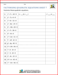 Use the quadratic formula to solve the following equations. Factoring Quadratic Equations