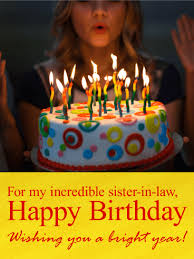 Birthday Cake Wishes For Sister In Law Bright Funky Birthday Cake Card For Sister In Law Birthday Greeting Cards By Davia Sister Birthday Card Birthday Cake Card Happy Birthday Cards