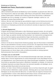 Wer stellung bezieht, versucht, den eigenen standpunkt zu einer position oder einem sachverhalt deutlich. Erorterung Rauchverbot In Gaststatten Beispiele Fur Einleitung Und Schluss Lehrerfreund