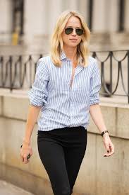 Black And White Striped Shirt Outfit Women S Why The Striped Shirt Is Your Closet S Mvp Fashion Clothes Oxford Shirt Women