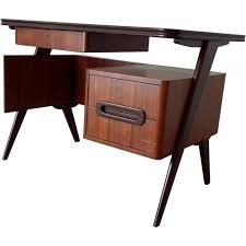 Tangkula computer desk with drawers, mid century writing desk with spacious desktop & sturdy construction, compact laptop table workstation, desk for bedroom home office (walnut). Small Italian Mid Century Desk In Rosewood 1950s Design Market