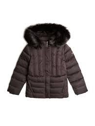 Guess mens wind & water resistant hooded puffer jacket with side stretch panels. Faux Fur Trim Hooded Jacket 7 14 Guess