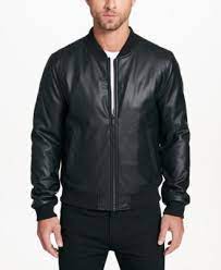 Dkny Men S Faux Leather Full Zip Jacket Dkny Mens Zip Jackets Jackets