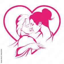Lesbian couple. LGBT pride. Happy Homosexual family. Passionate lesbian  kissing. Same-sex marriage. Stock Vector | Adobe Stock