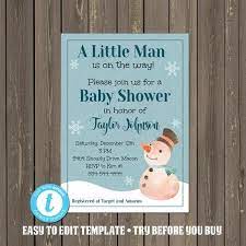 Snowman Baby Shower Invitation Little Man Winter Baby Shower Etsy Snowflake Baby Shower Invitations Snowman Baby Shower Winter Baby Shower Invitations