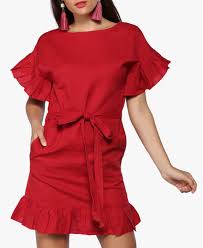 Image Result For Red Ruffled Dress Mango Linen Red Ruffle Dress Fashion Wrap Dress