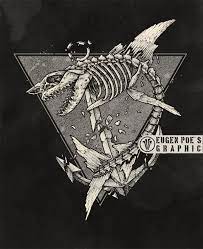Custom shark and skeleton tattoo design a special custom ordered tattoo design. Shark Skeleton Design Shark Tattoos Fish Skeleton Shark Drawing