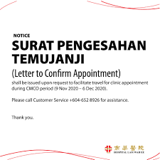 We did not find results for: Notice Surat Pengesahan Temujanji Lam Wah Ee Hospital Facebook