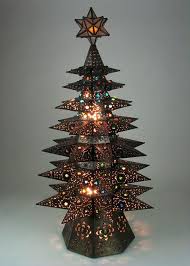Lighted Punched Tin Star Christmas Tree With Marbles Aged Tin Mexican Christmas Metal Christmas Tree Vintage Christmas Tree