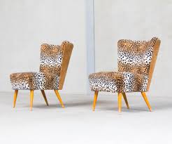 Set Of Two Cocktail Chairs In Leopard Print 84800