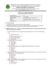 All answer for the question is a. Mata Pelajaran Pdto Kelas X