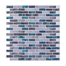Peel 1/2 inc | 1 cm and crease back paper. Vividtiles Blue Peel And Stick Tiles 3d Brick Effect Waterproof Kitchen Backsplash Decor Self Adhesi Stick On Tiles Mosaic Backsplash Kitchen Mosaic Backsplash
