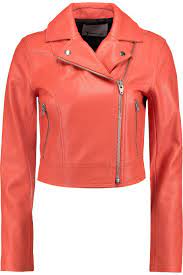 T By Alexander Wang Cropped Biker Jacket Biker Jacket Red Cropped Jacket