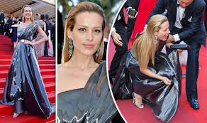 Below knee length loose hair walking with hungarian rapunzel. Supermodel Petra Nemcova Falls Over On Cannes Red Carpet Celebrity News Showbiz Tv Express Co Uk