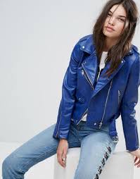 Bershka Faux Leather Biker Jacket Blue Faux Leather Biker Jacket Vegan Leather Jacket Vegan Leather Moto Jacket