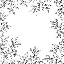 Black And White Vines Vector Hand Drawn Leaves Vines Frame Vector Art Illustration Vine Drawing Leaf Drawing How To Draw Hands