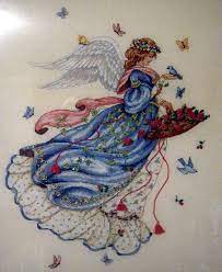 It is 120x140 stitches will run just shy of about 8x10 and will look awesome in an 8x10 frame. Cross Stitch Embroidery Patterns Embroidery Origami Dimensions Cross Stitch Cross Stitch Angels Cross Stitch Fairy